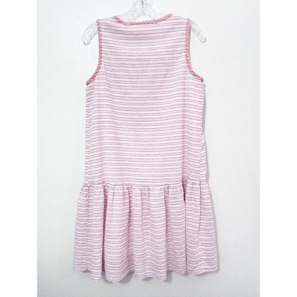 Beach Lunch Lounge Striped Cotton Shift Size Medium Pink White Orange Beach Boho - Picture 5 of 5